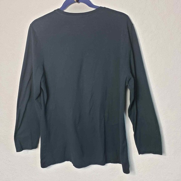 Just My Style Plus Size 1X 16W Black V-Neck Long Sleeve Embellished Tunic Top - Picture 3 of 6